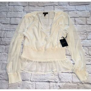 Japna‎ Shear Beige Blouse NWT Size Large
